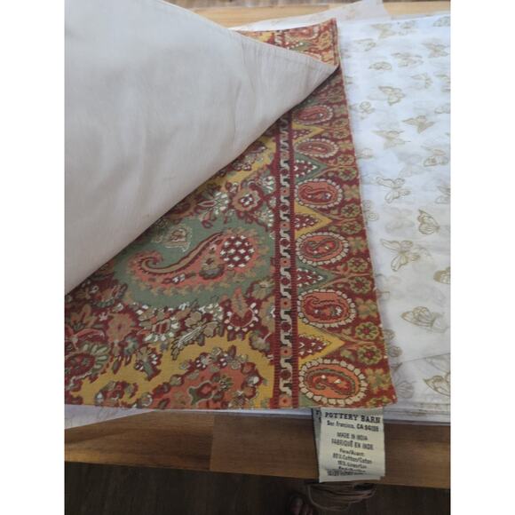 Pottery Barn Placemats Set 4 Brown Orange Fabric Paisley Autumn 🍂 - Picture 8 of 8